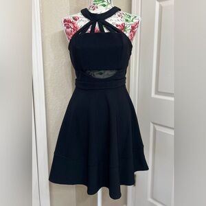 Honey and Rosie Black Halter Fit and Flare Mini Dress